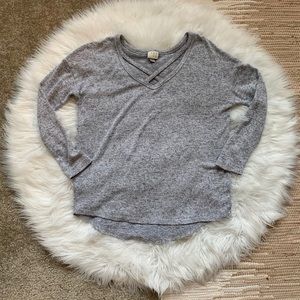 Grey Knit Long-sleeve Top